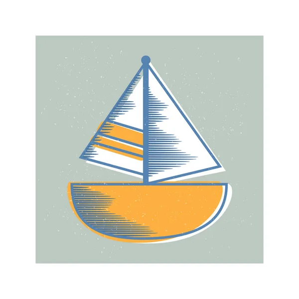 Illustrazione Vettoriale Barca Vela Faro — Vettoriale Stock
