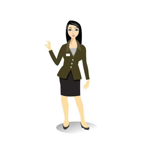 Businesswoman Suit Hands Hips Vector Illustration — Stock Vector