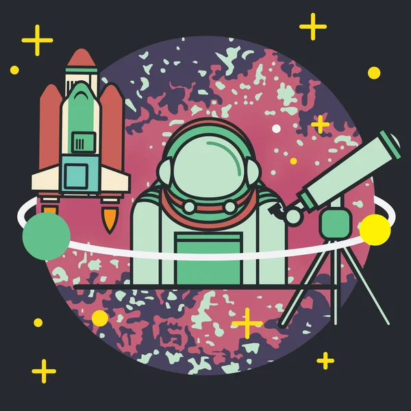 Conceito Exploração Espacial Ilustração Vetorial —  Vetores de Stock