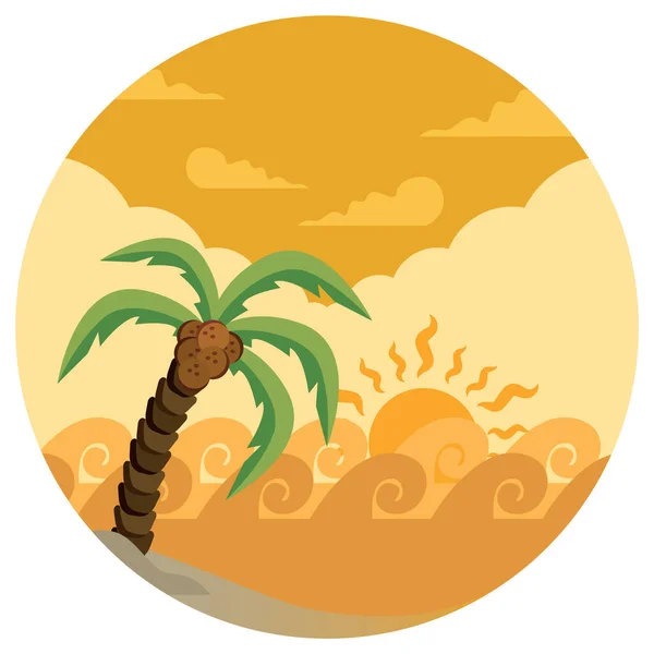 Vector Illustration Heat Desert Palm — Stock Vector