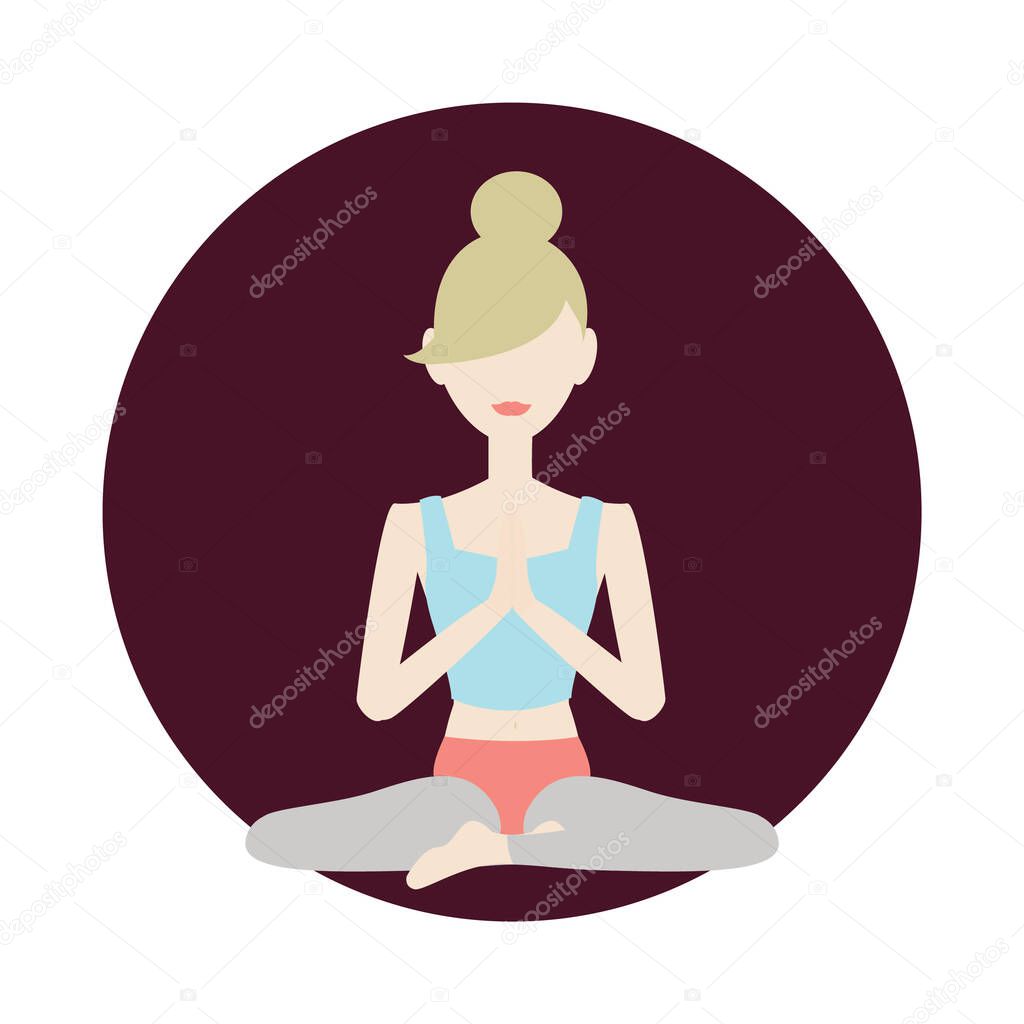 Girl practicing yoga color vecrtor illustration