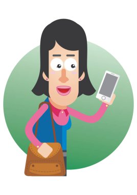 Cep telefonu olan genç bir kadın.