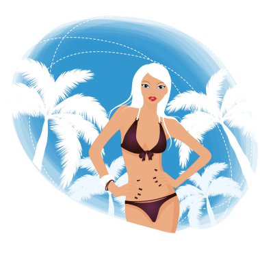 Bir kızın çizgi film karakterinin vektör çizimi