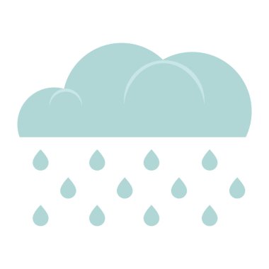 yağmur bulutu, mavi ve beyaz simge, vektör illüstrasyonu