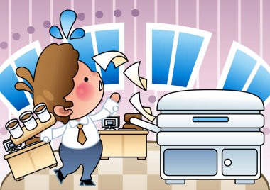 Bilgisayarlı bir adamın çizgi film karakteri