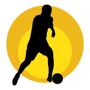 Sarı arka planda görev yapan bir adamın vektör silueti