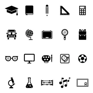 Okul simgeleri ayarlandı. vektör illüstrasyonu