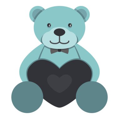 Kalp ikonu vektör çizimi olan sevimli oyuncak ayı.