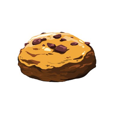 Beyaz arka planda çikolata kaplı donut.