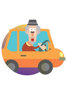 Kırmızı arabalı bir adam.