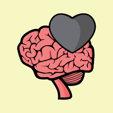 Çizgi film stili izole edilmiş vektör illüstrasyonundaki beyin simgesi