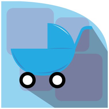 bebek arabası simgesi beyaz arkaplanda izole edilmiş düz stil.