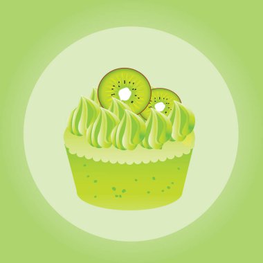 Yeşil arkaplanı olan bir kekin vektör çizimi