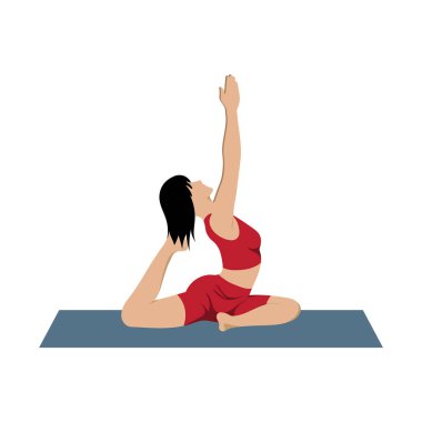 Yoga yapan kız renk vektörü çizimi yapıyor