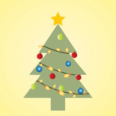 Beyaz arkaplanda süslemeli noel ağacı