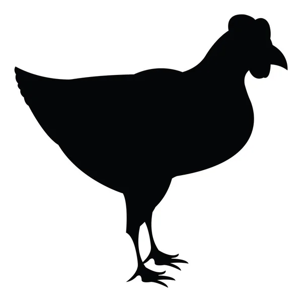 Vektor Silhouette Von Huhn Auf Weißem Hintergrund — Stockvektor