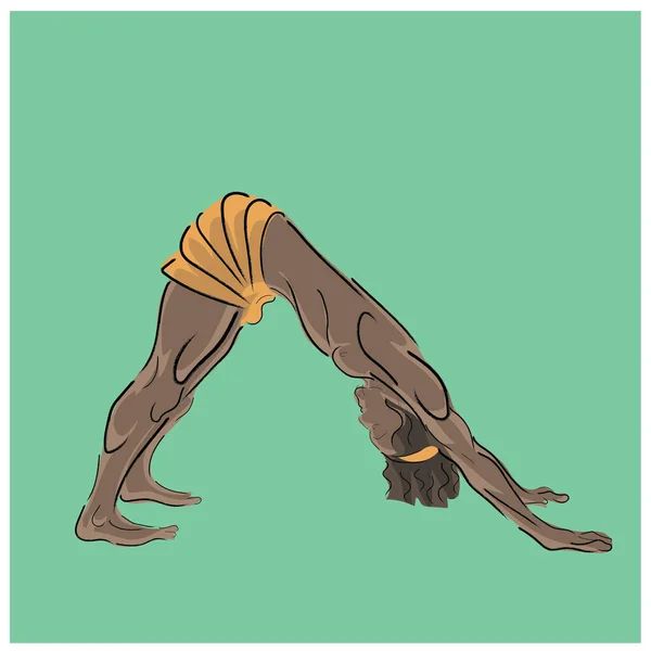 Mädchen Praktizieren Yoga Farbvektor Illustration — Stockvektor