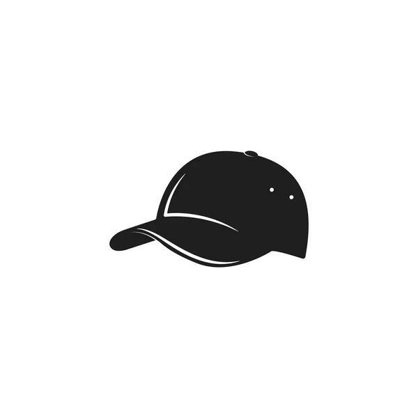 Baseball Sapka Ikon Fekete Stílusú Elszigetelt Fehér Háttérrel Ruházat Szimbólum — Stock Vector