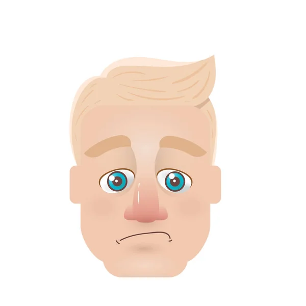 Trauriges Gesicht Des Cartoon Mannes Mit Gesichtsausdruck Vektor Illustration — Stockvektor