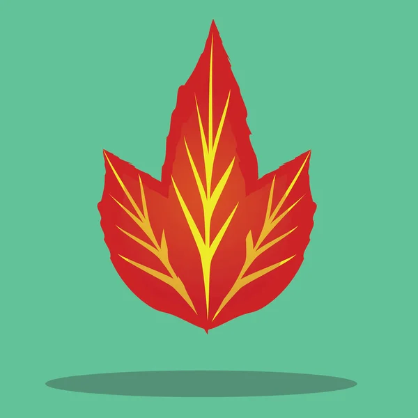 Ikona Liści Klonu Płaskim Stylu Izolowane Czerwonym Tle Symbol Sezonu — Wektor stockowy