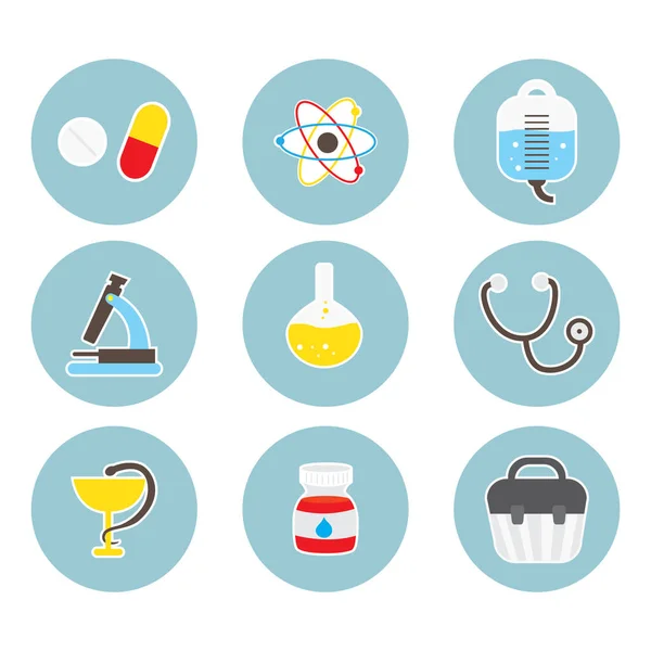 Medical Icons Set Flat Illustration Medicine Vector Icon Web — Stock Vector