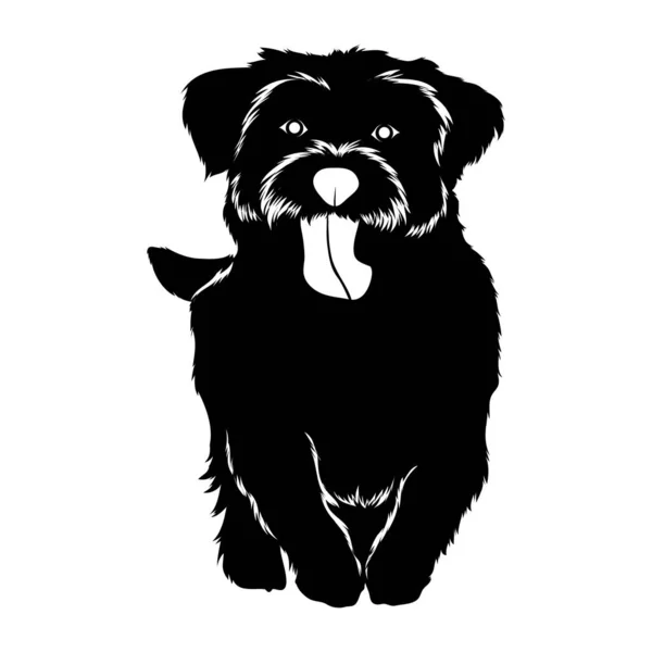 Ilustración Vectorial Perro Blanco Negro — Vector de stock