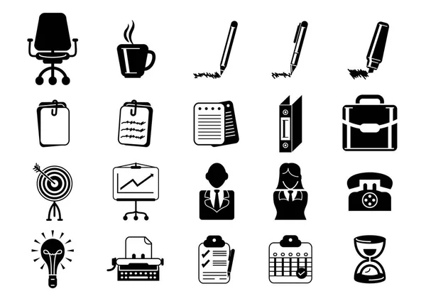 Büro Und Arbeitssymbole Vektor Icon Set — Stockvektor