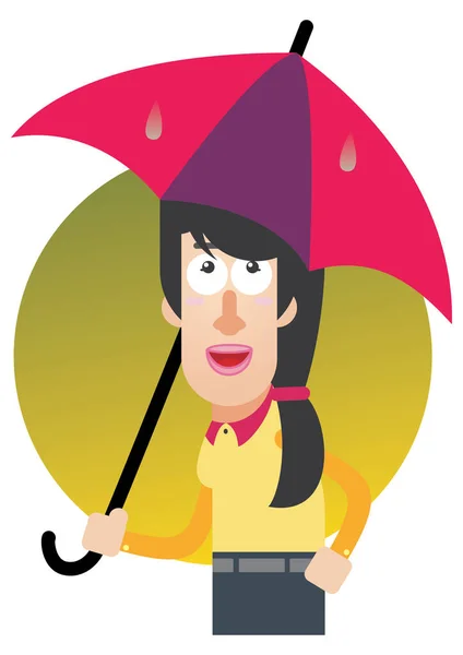 Woman Umbrella Rain — Stock Vector