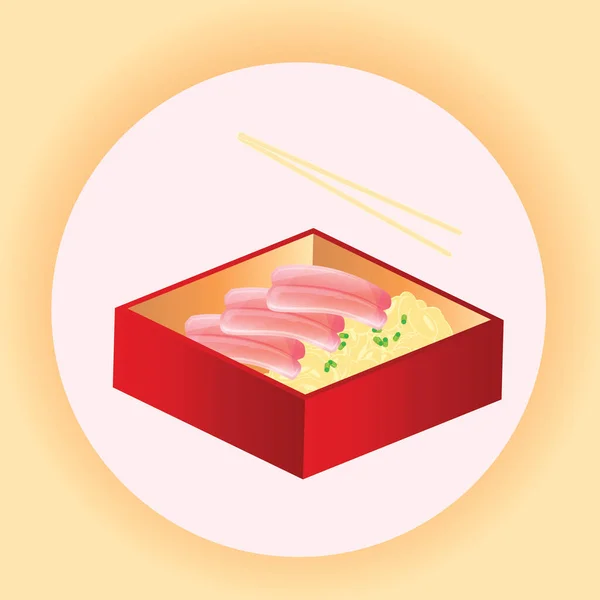 Rolo Sushi Com Salmão Molho — Vetor de Stock