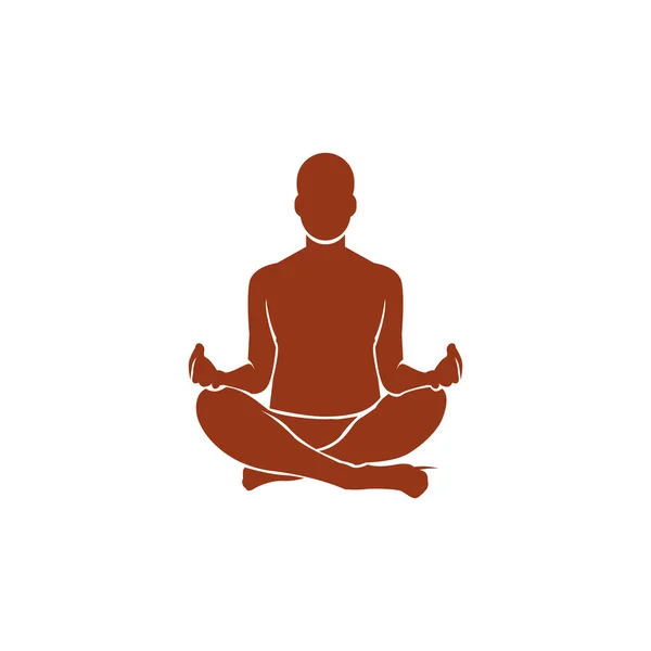 Lotus Pozunda Meditasyon Yapan Bir Adamın Vektör Çizimi — Stok Vektör