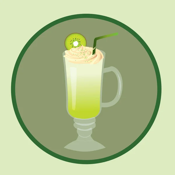 Batido Verde Vaso Con Una Paja — Vector de stock