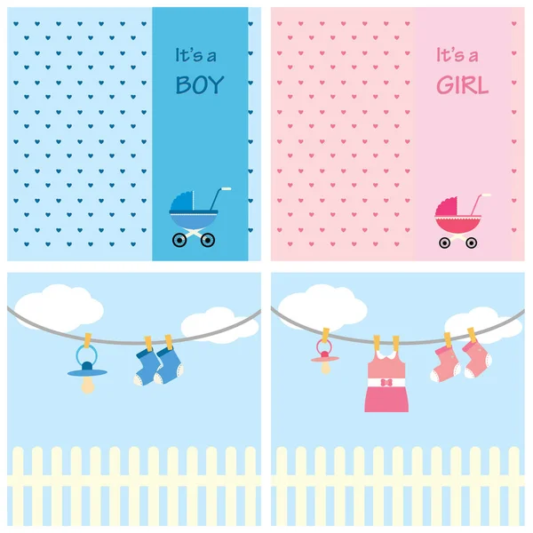 かわいい女の子と赤ちゃんシャワーカード — ストックベクタ