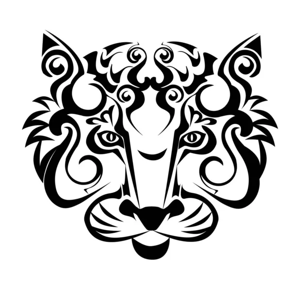 Illustration Vectorielle Une Belle Tête Lion Noir Blanc — Image vectorielle
