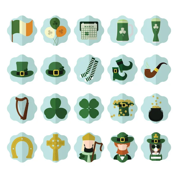 Santo Patricks Día Vector Iconos Conjunto Colección Para Diseño Patrick — Vector de stock