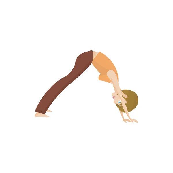 Fille Pratiquant Yoga Illustration Vecrtor Couleur — Image vectorielle