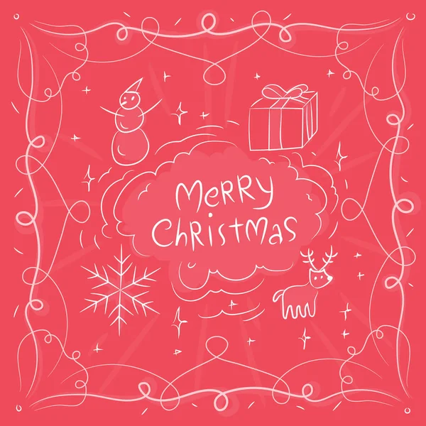 Carte Vœux Noël Avec Éléments Gribouillis Dessinés Main — Image vectorielle