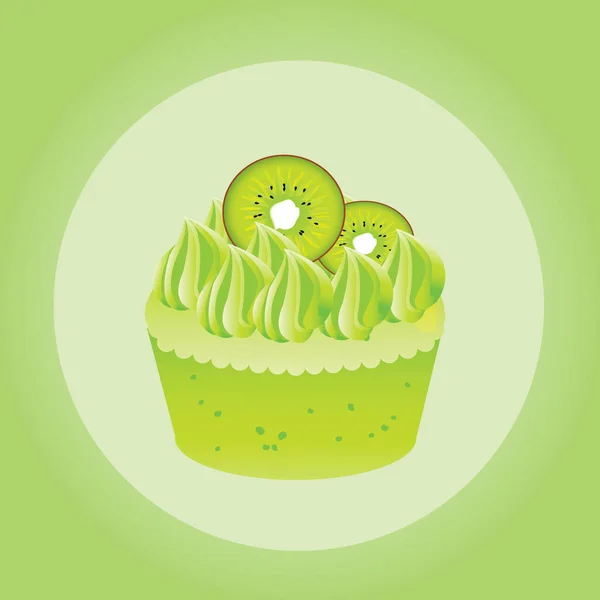 Ilustración Vectorial Cupcake Con Fondo Verde — Archivo Imágenes Vectoriales