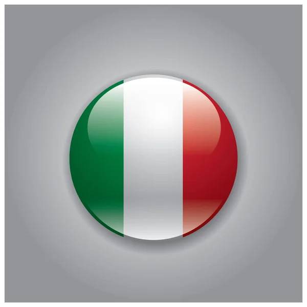 Vektorová Ilustrace Tlačítka Vlajkou Itálie — Stockový vektor