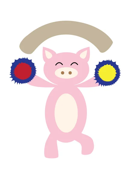 可爱的猫猪粉红色的弓 — 图库矢量图片