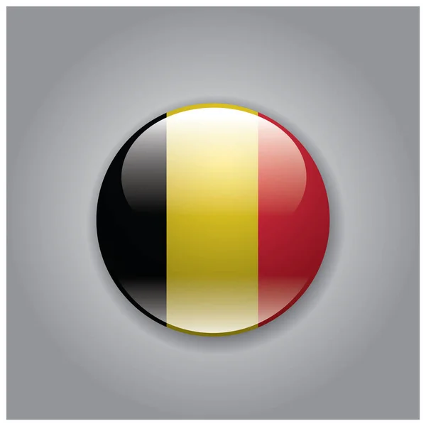 Vektor Illustration Knapp Och Flagga Belgium — Stock vektor