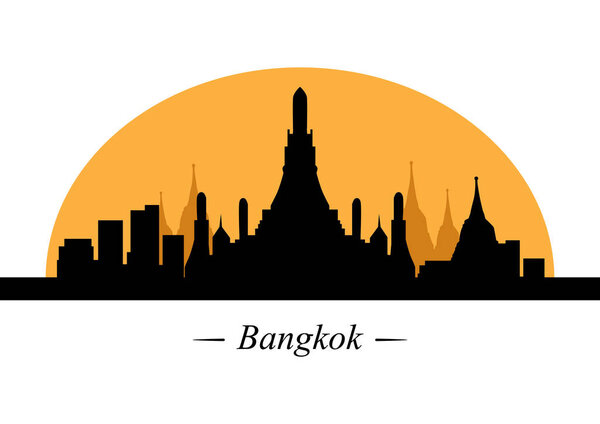 silhouette of famous landmark  Bangkok