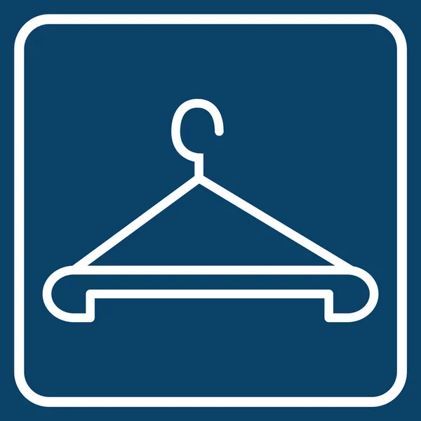 Kleiderbügel Linie Vektor Symbol Weiße Illustration Isoliert Auf Blauem Hintergrund — Stockvektor