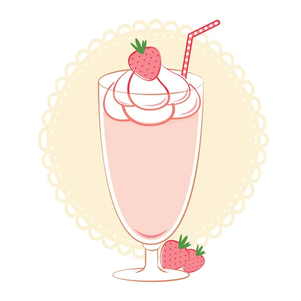 Strawberry Smoothie Glass Icon Vector Illustration Graphic Design — Stock Vector