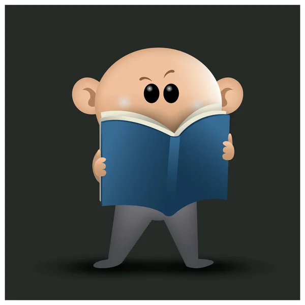 Vector Ilustración Personaje Dibujos Animados Hombre Negocios Con Libro — Vector de stock