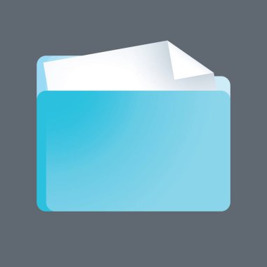 Gri arkaplanda gölgesi olan boş beyaz kağıt klasörü