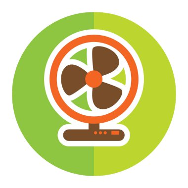 Beyaz arkaplan vektör illüstrasyonunda izole edilmiş düz renk daire biçiminde fan simgesi