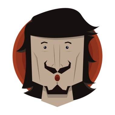 Sakallı bir yüz ve maske takan bir adamın vektör çizimi..