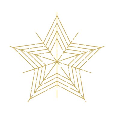 Beyaz arkaplanda izole edilmiş altın noel yıldızı