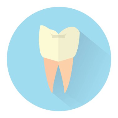 Düz biçimli diş simgesi beyaz arkaplanda izole