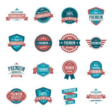 Eski etiketler ve rozetler seti